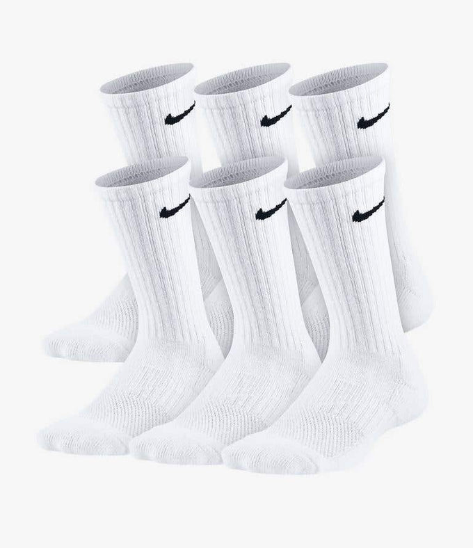 Nike 6 Pack Crew Socks Youth - White