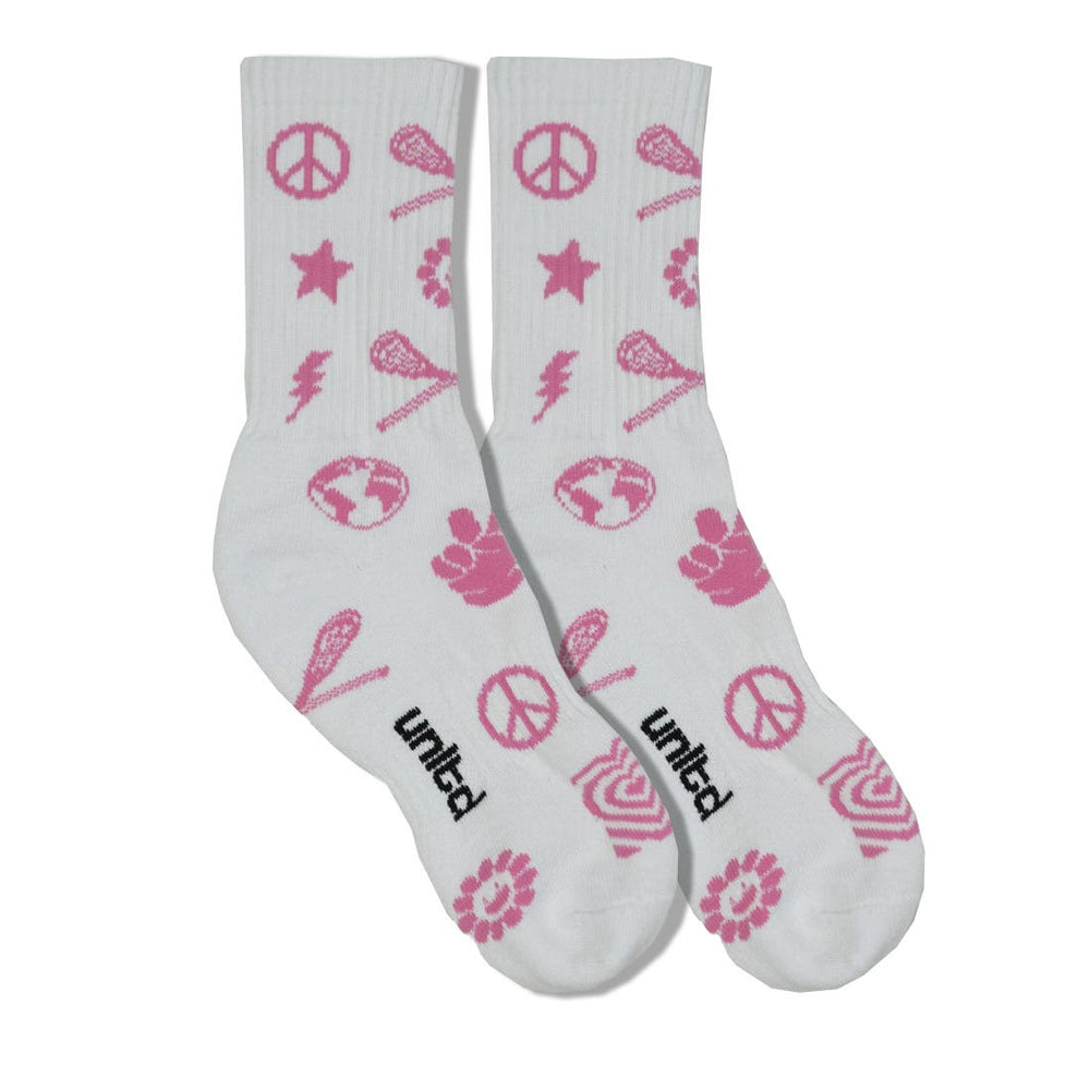 Pink Doodle Crew Socks