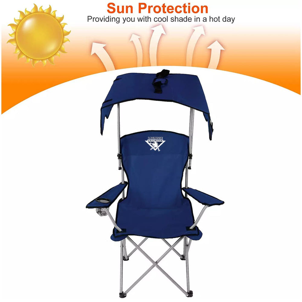 Lacrosse Unlimited sideline chair showing sun protection