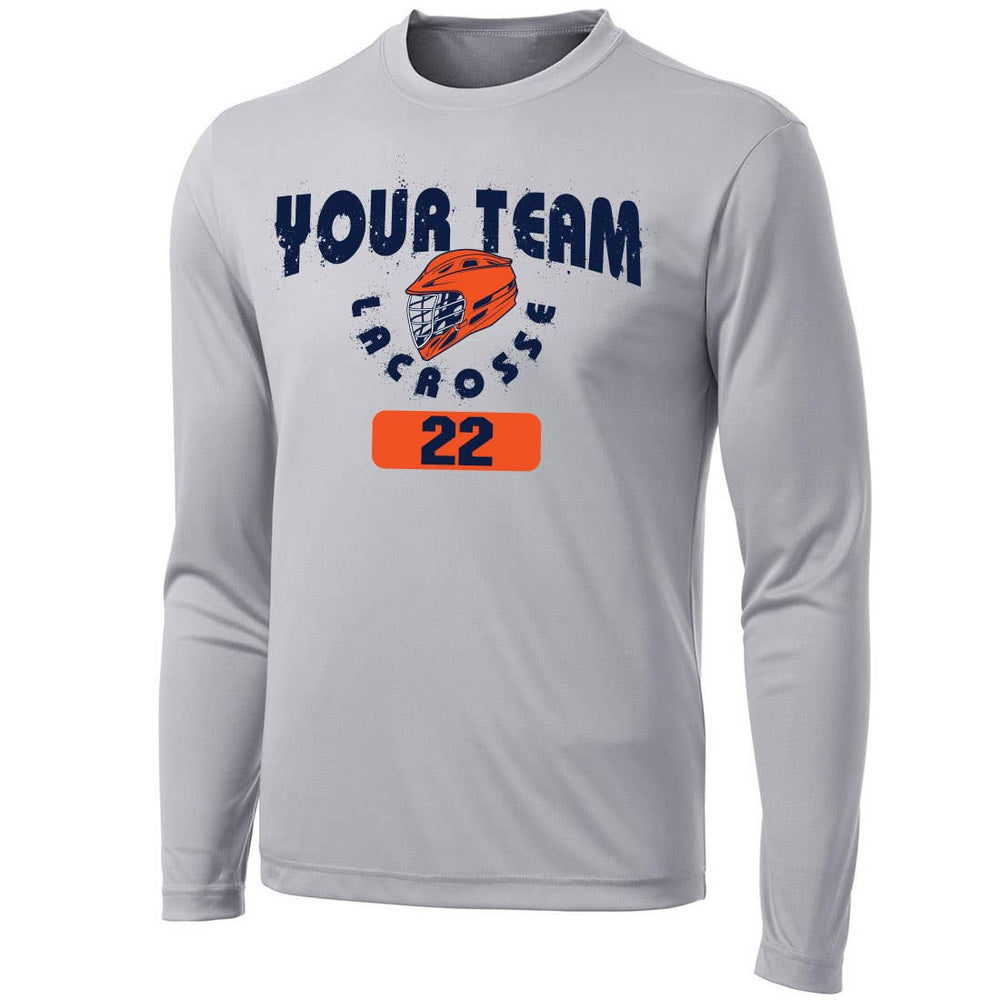 Custom Explode long sleeve lacrosse tee front view