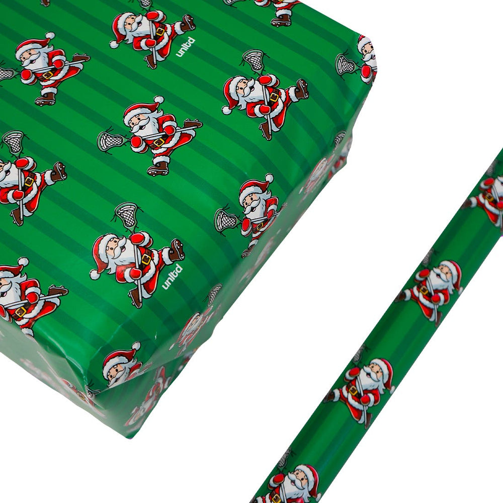 Running Santa Lacrosse Gift Wrap