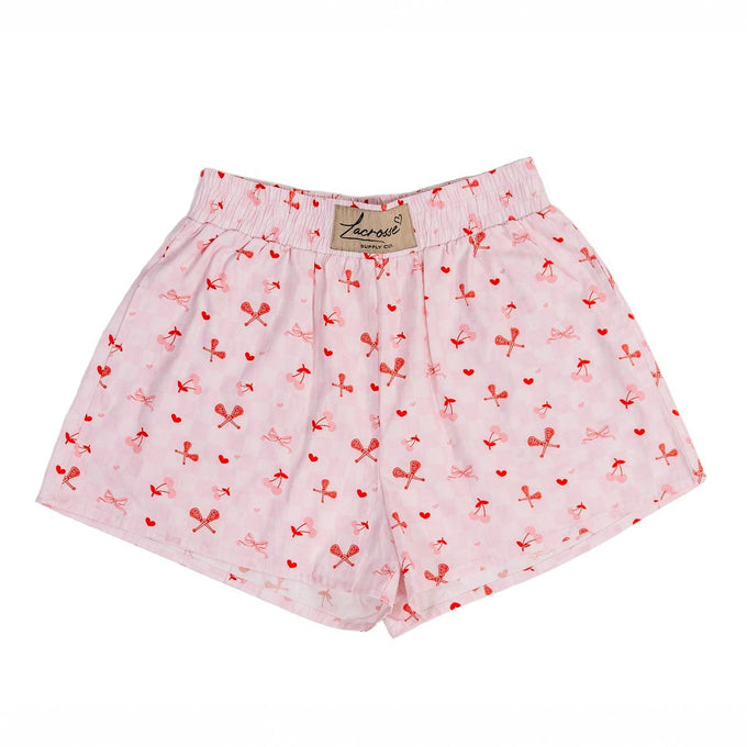 Pink Cherries & Sticks Women's Boxer Shorts