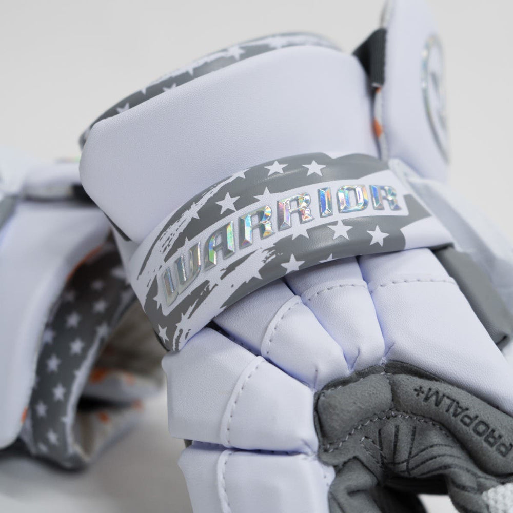 Warrior Burn XP 2 LE USA Lacrosse Glove zoomed in on cuffs detail