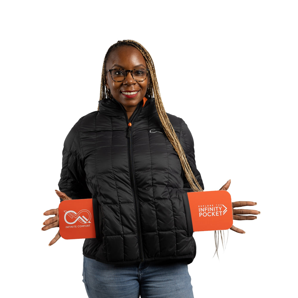 Constant Mountain Women's Infinity Pocket Down Puffer Jacket- Black