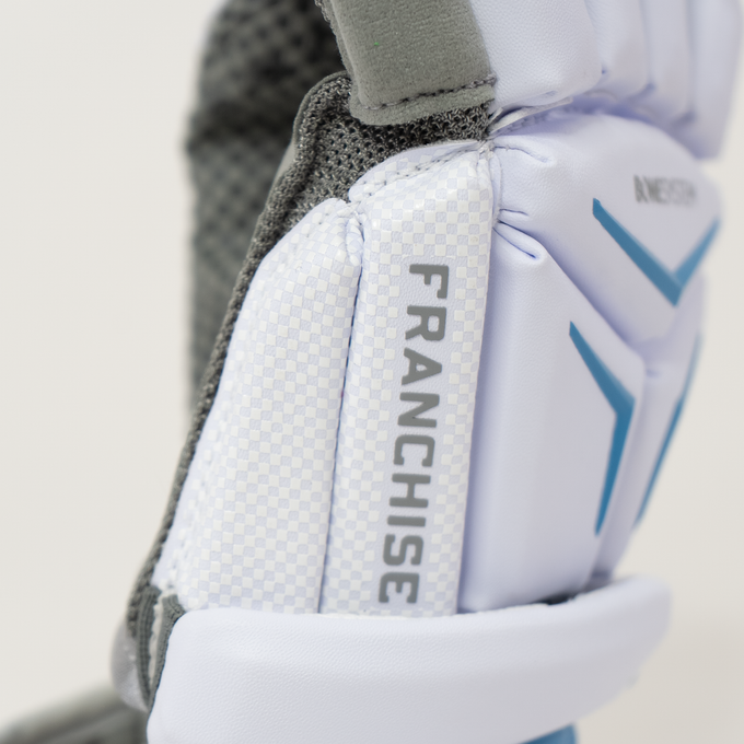 Warrior Franchise Limited Edition Lacrosse Gloves- White/Carolina Blue
