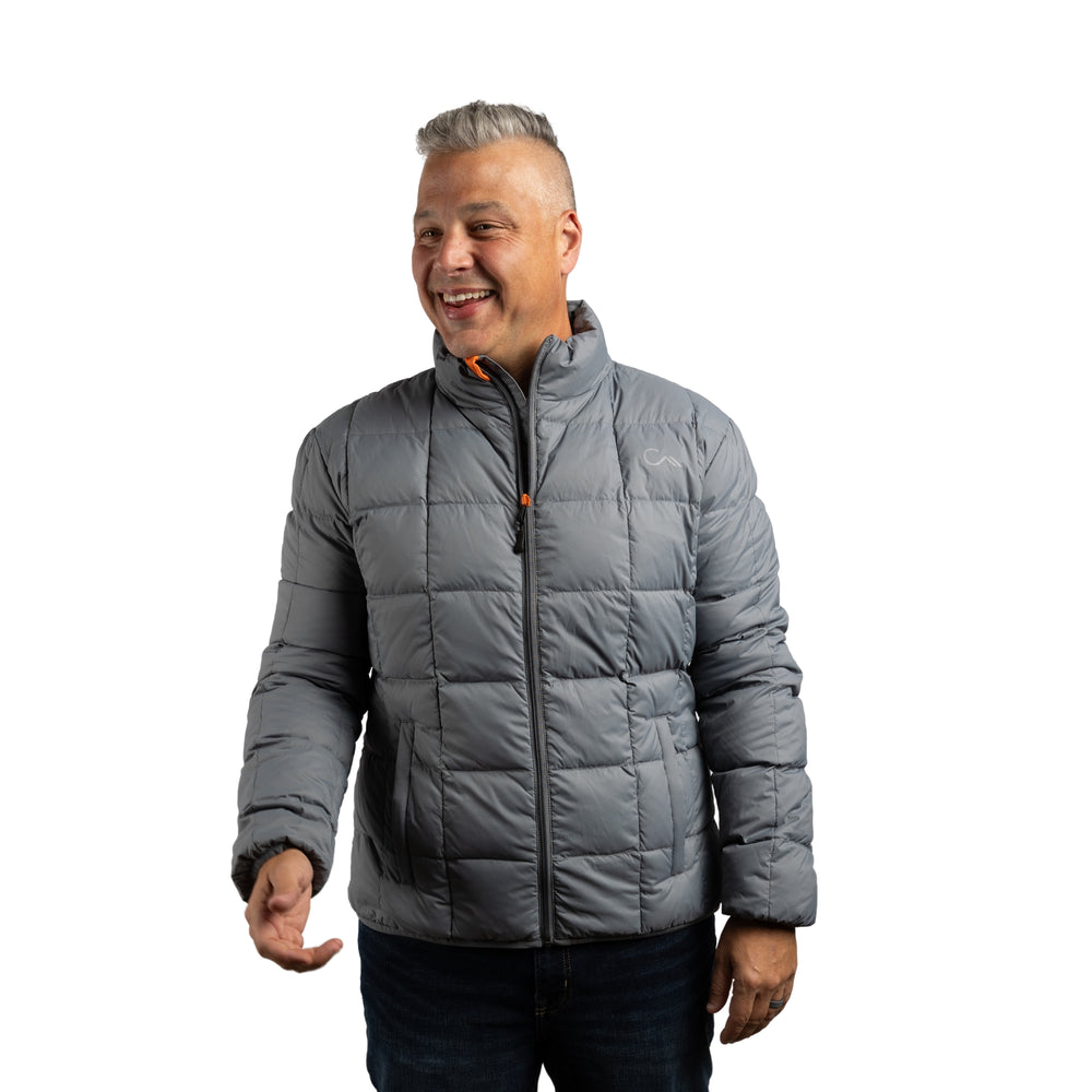 Constant Mountain Men's Infinity Pocket Down Puffer Jacket- Grey