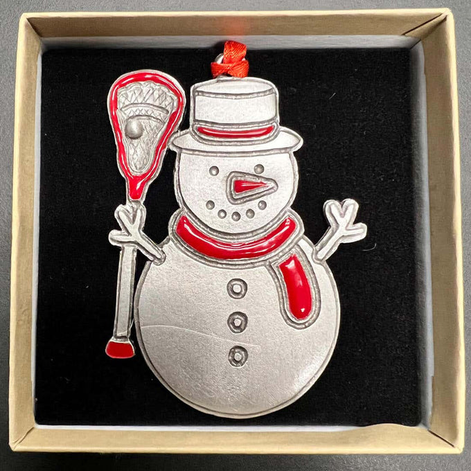 snowman pewter ornament