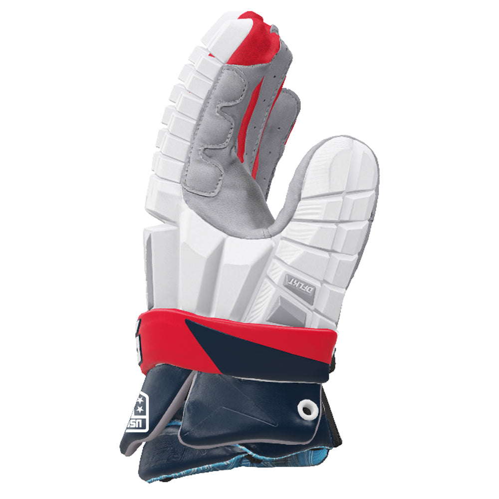 STX Surgeon RZR 2 usa glove back of hand view - Red/White/Blue