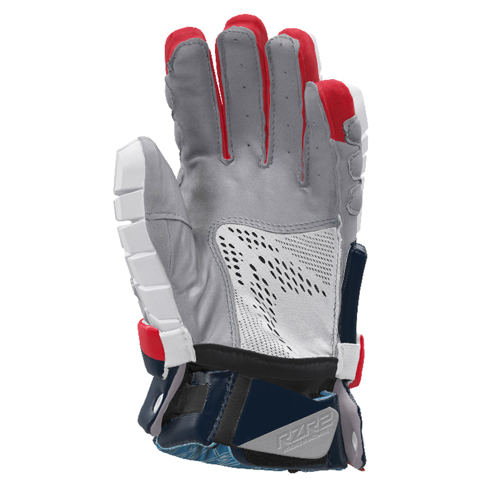STX Surgeon RZR 2 usa glove back of hand view - Red/White/Blue