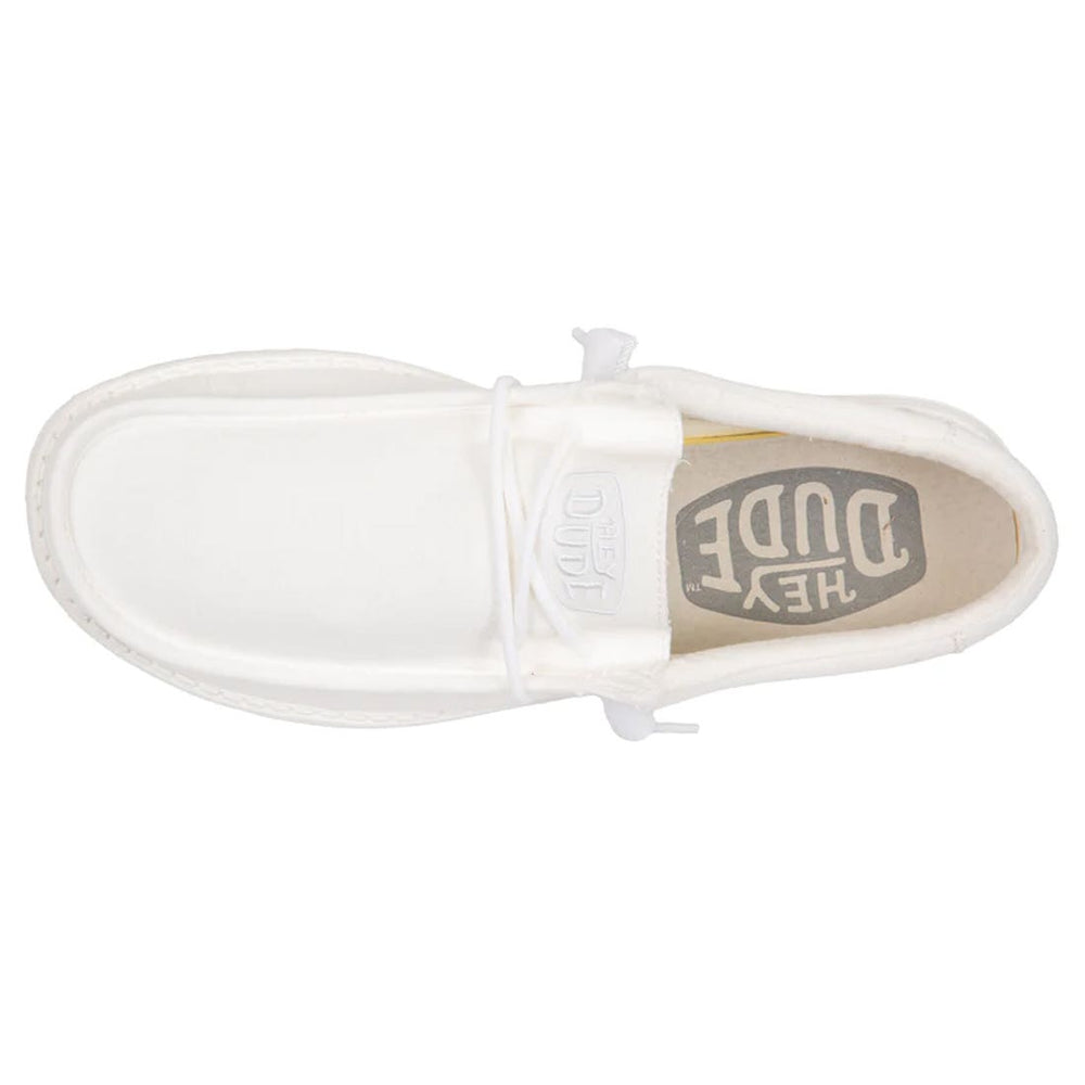 Hey Dude Wally Slub Canvas White Lifestyle Shoe top view