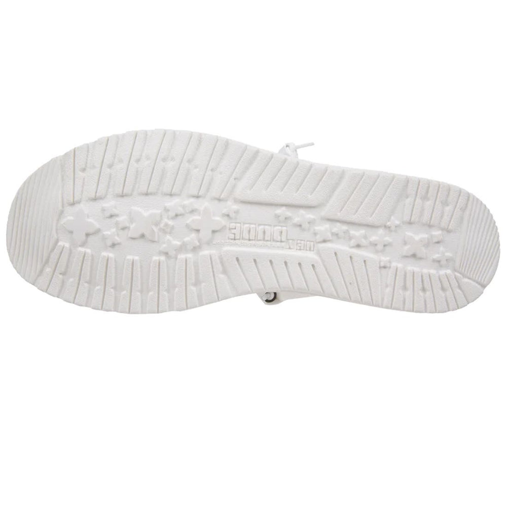 Hey Dude Wally Slub Canvas White Lifestyle Shoe bottom view