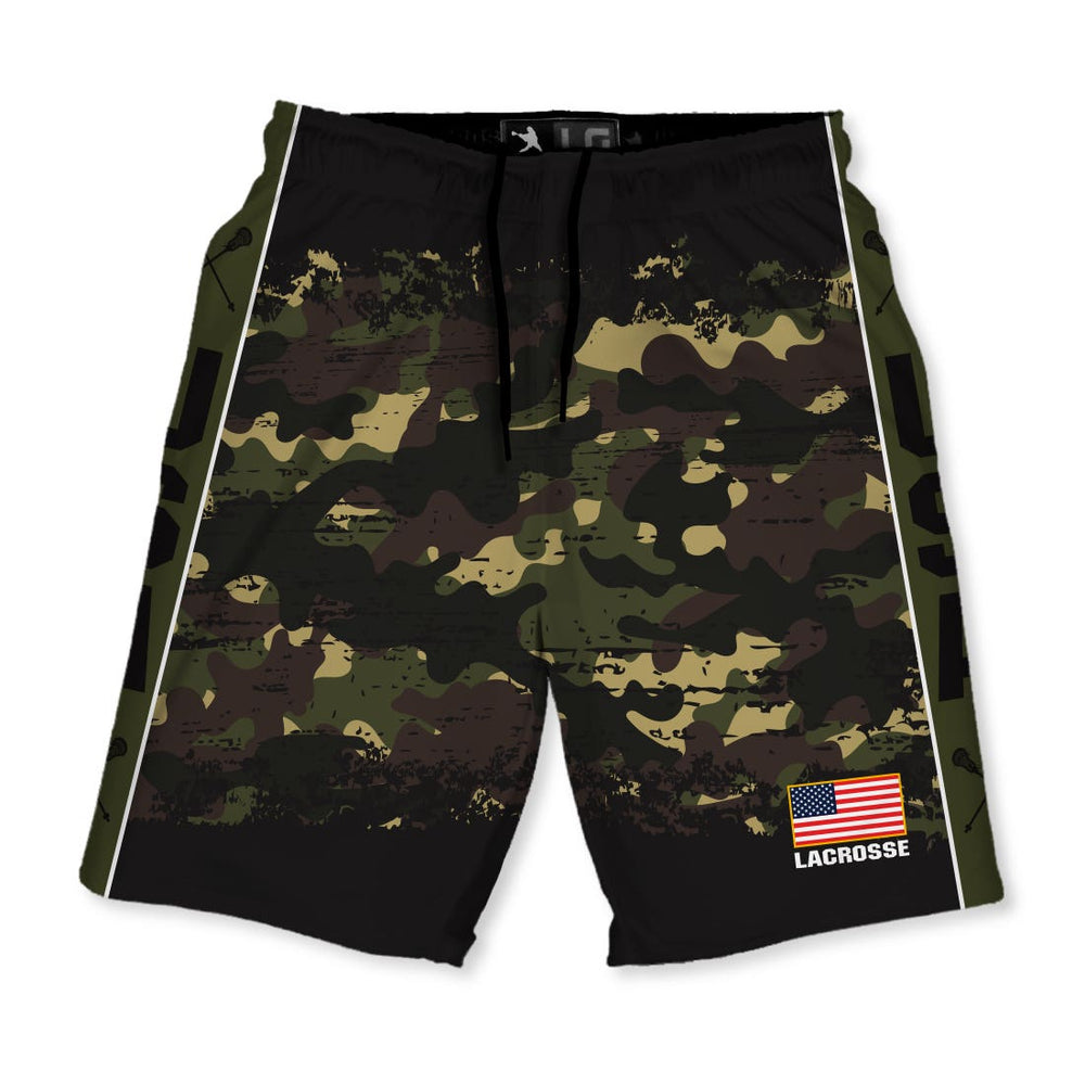 Lacrosse Unlimited Camo Blackout Lacrosse Short front view