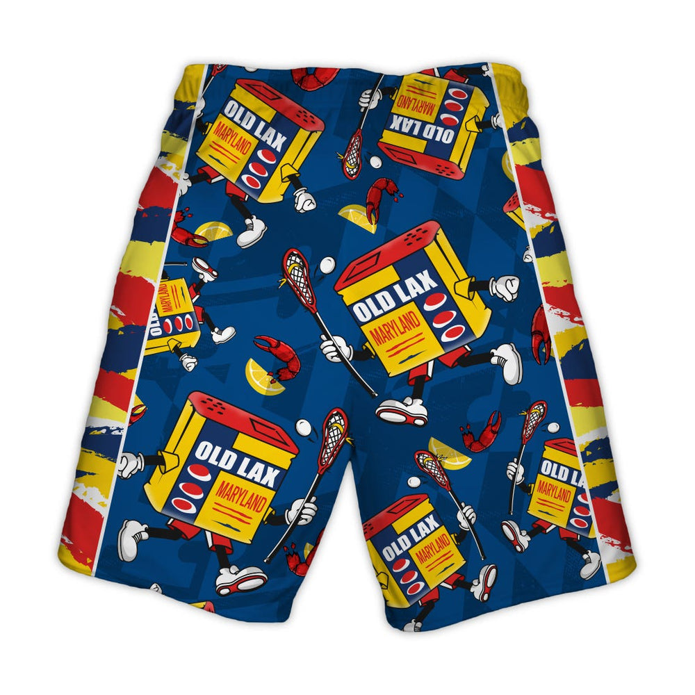 Old Lax crab lacrosse shorts back view