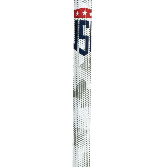 USA Camo mini lacrosse stick zoomed in on shaft detail