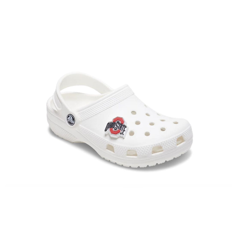 Ohio State Lacrosse Jibbitz on the croc view