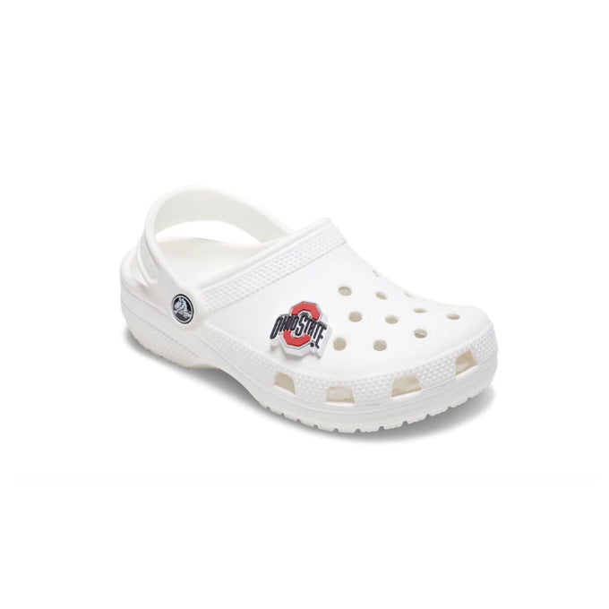 Ohio State Lacrosse Jibbitz on the croc view