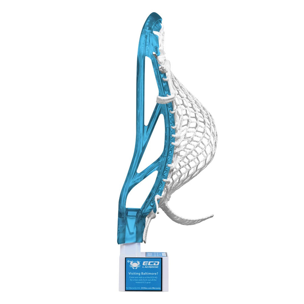 ECD Frost White Ion Strung Lacrosse Head side view