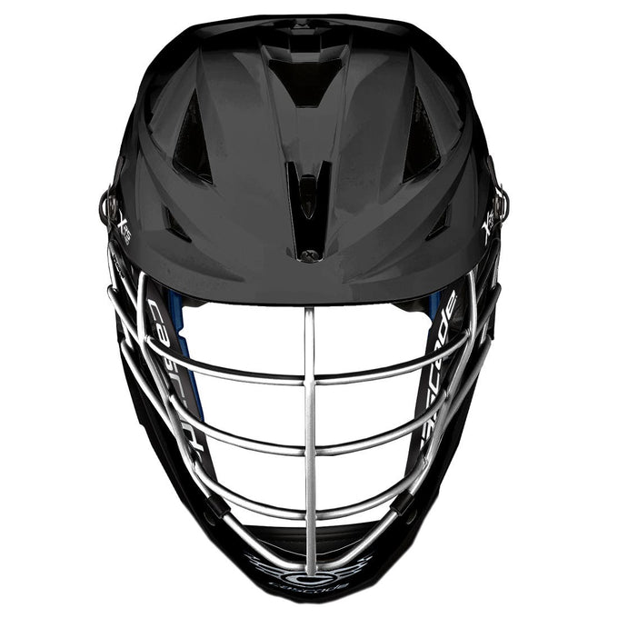 Cascade XRS Pro Lacrosse Helmet Black shell Chrome Facemask front view