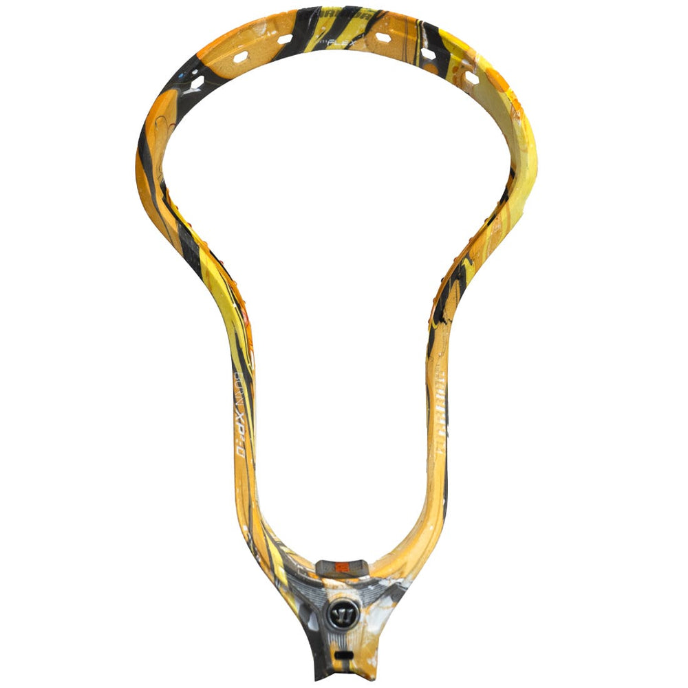 Warrior Burn XP2-O Fire Hydro Dip dyed lacrosse head vertical front view