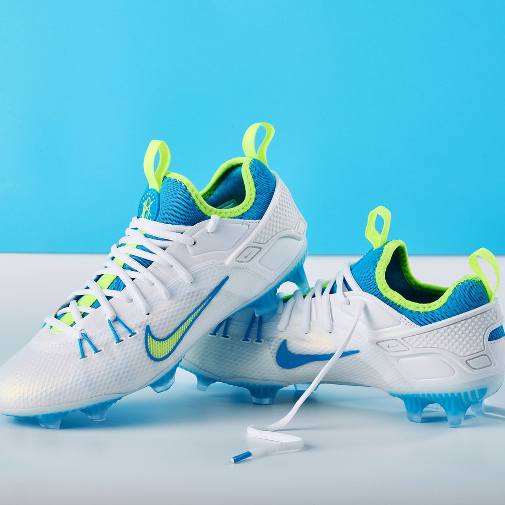 Nike Huarache 9 Elite Blue and Volt Limited Edition Lacrosse Cleats - Low