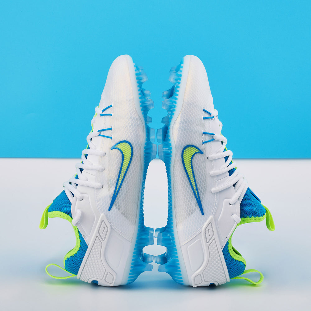 Nike Huarache 9 Elite Blue and Volt Limited Edition Lacrosse Cleats - Low