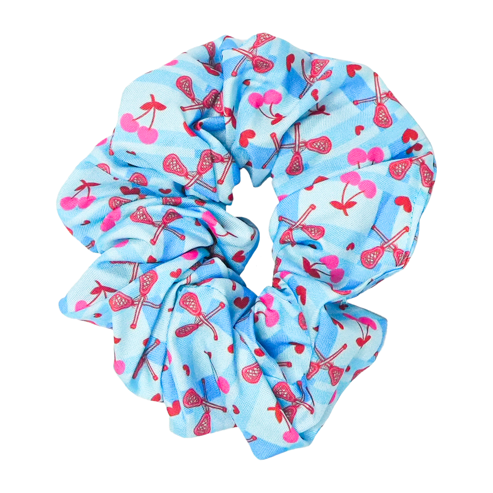 Heart and Cherries Lacrosse Scrunchie