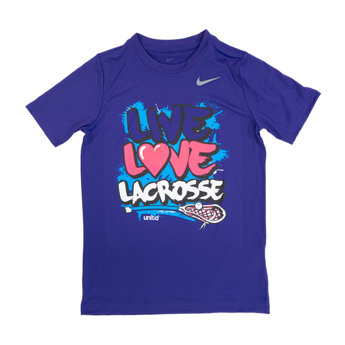 Nike Youth Girls Live Love Lax Purple Lacrosse Tee