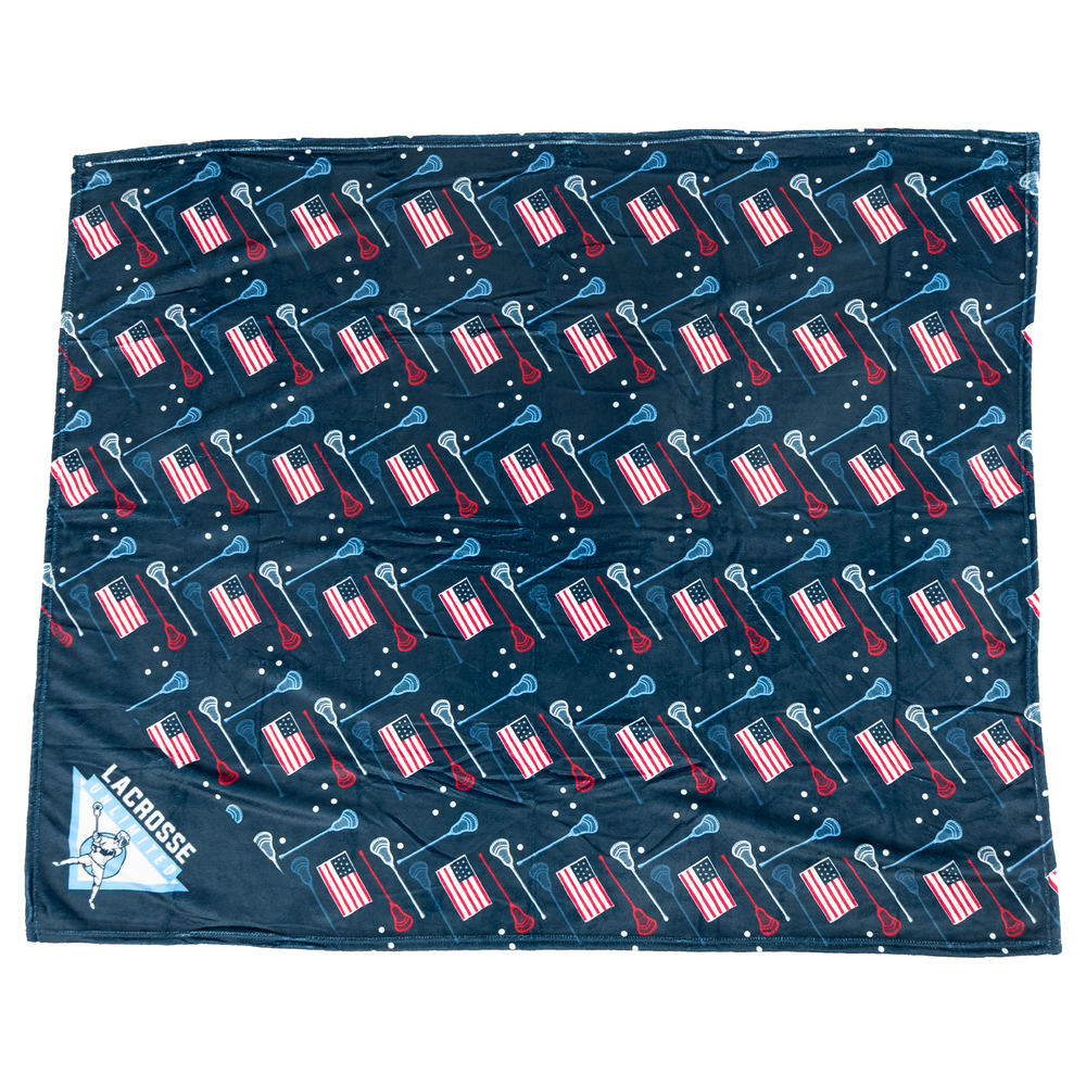Navy USA Lacrosse Sticks Blanket