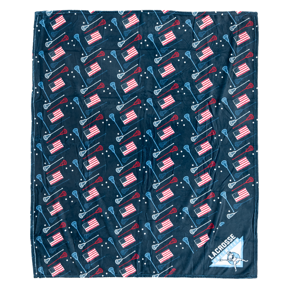 Navy USA Lacrosse Sticks Blanket