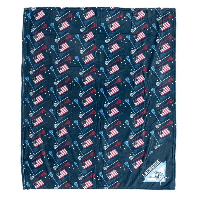Navy USA Lacrosse Sticks Blanket