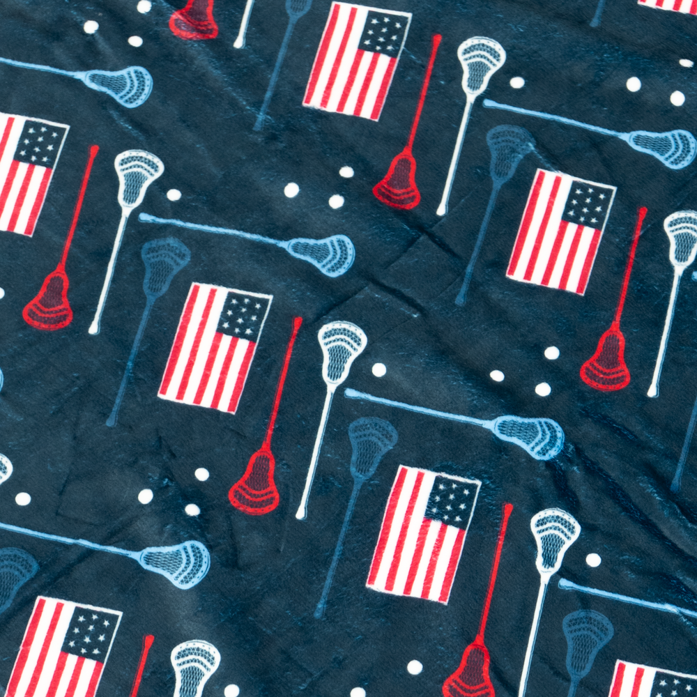 Navy USA Lacrosse Sticks Blanket