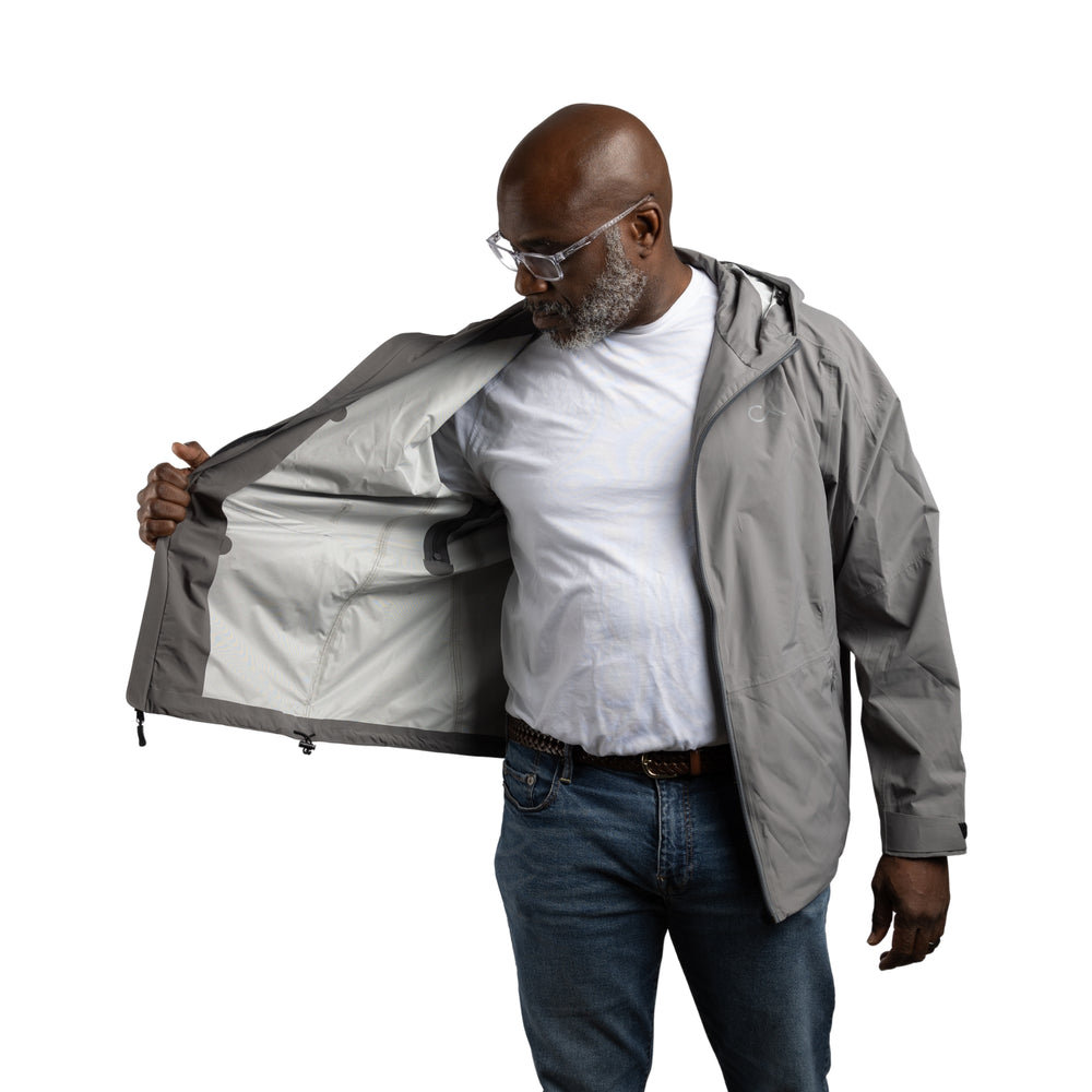 Constant Mountain Men's Infinity Pocket Sideline Rain Jacket- Grey