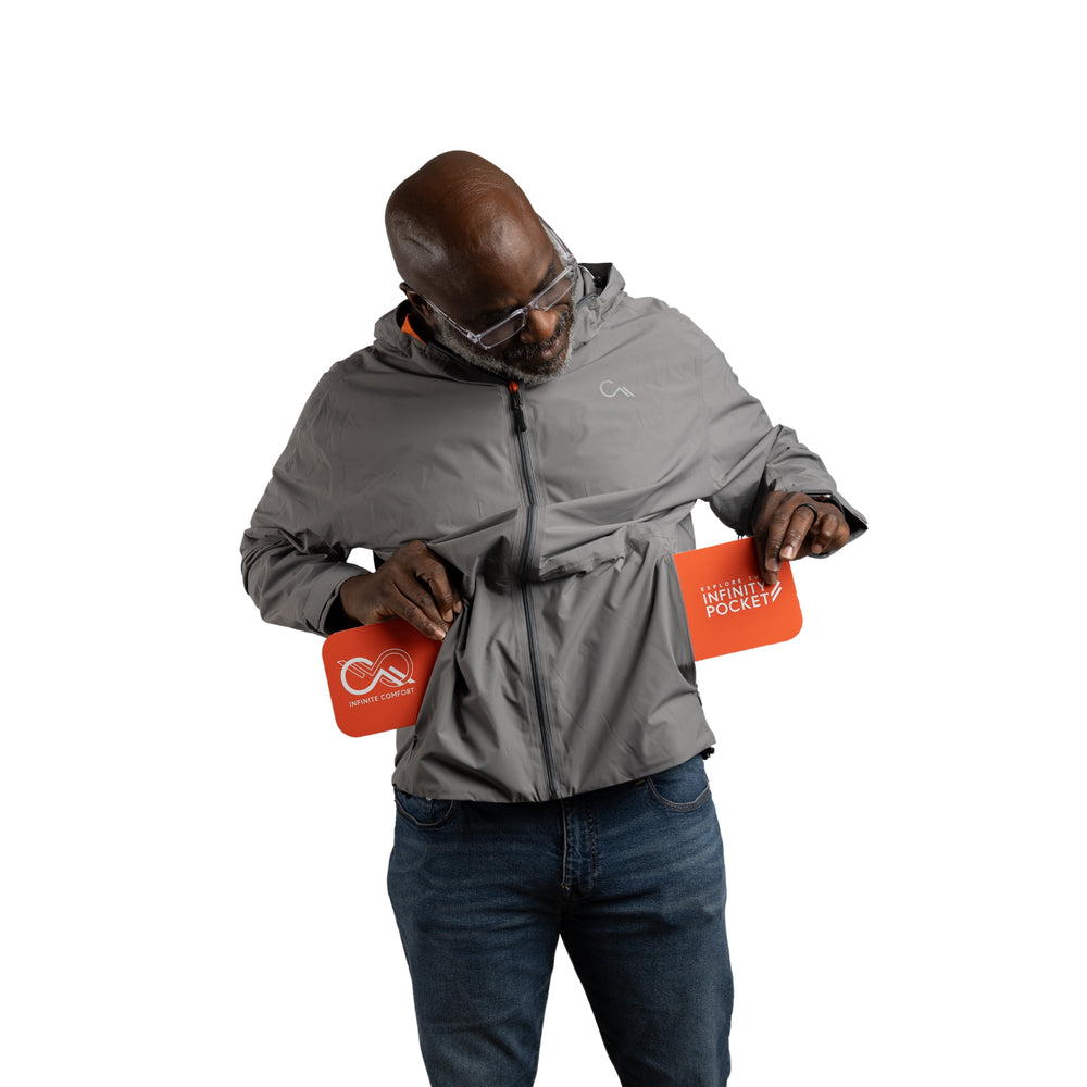 Constant Mountain Men's Infinity Pocket Sideline Rain Jacket- Grey