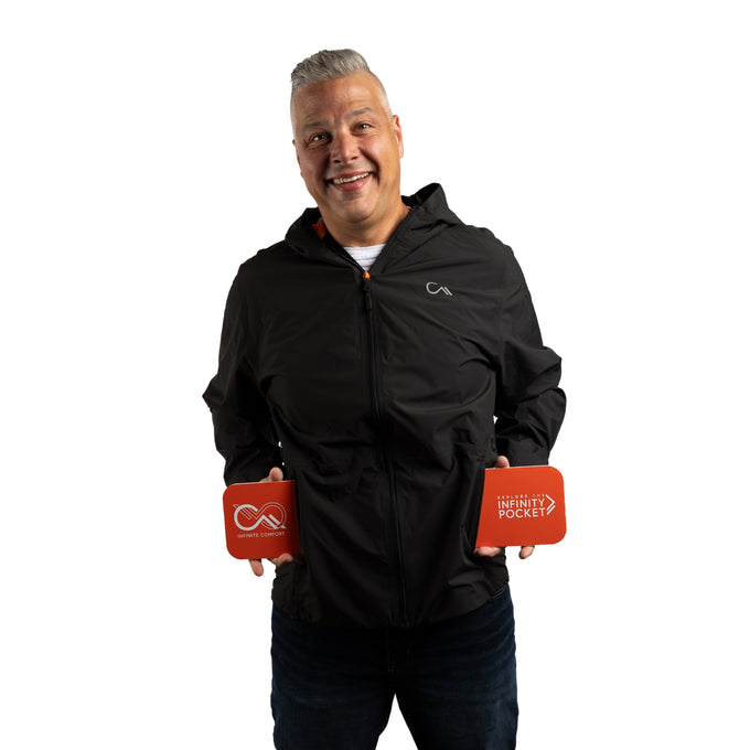 Constant Mountain Men's Infinity Pocket Sideline Rain Jacket- Black