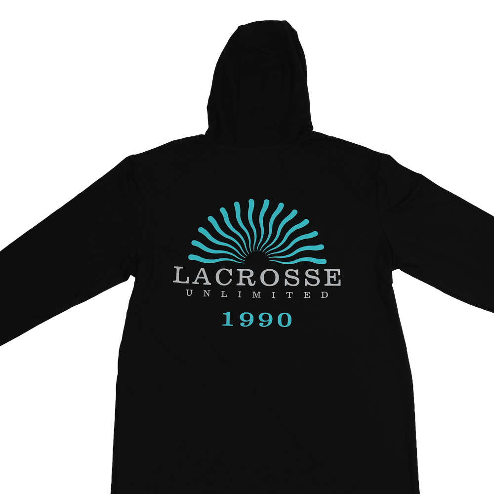Icon Wave Long Sleeve UPF Black Lacrosse Hoodie