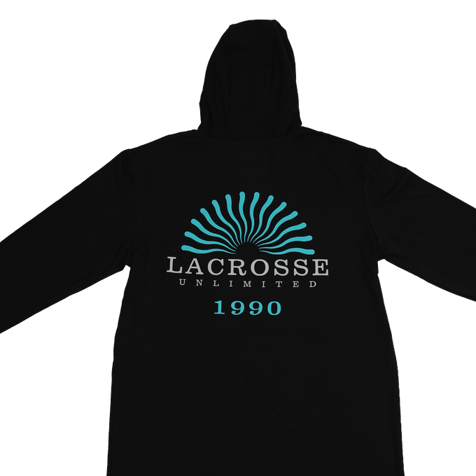 Icon Wave Long Sleeve UPF Black Lacrosse Hoodie