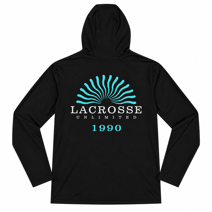 Icon Wave Long Sleeve UPF Black Lacrosse Hoodie