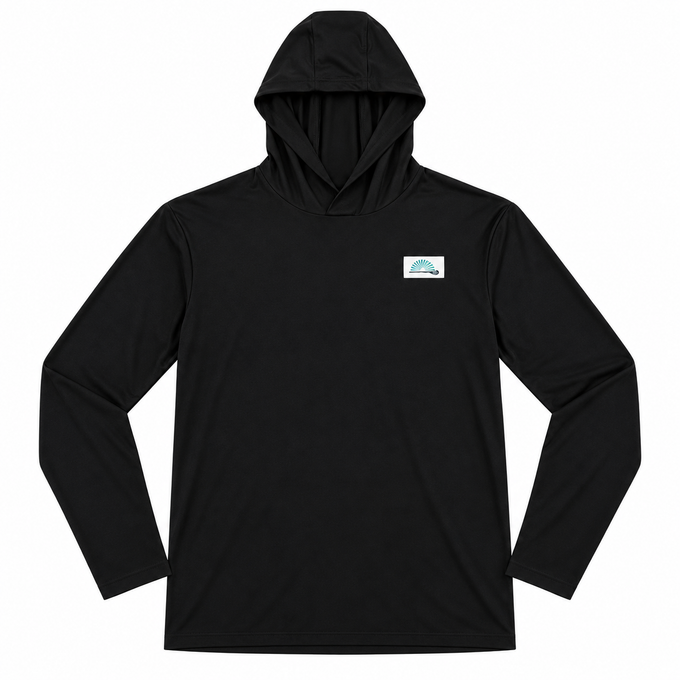 Icon Wave Long Sleeve UPF Black Lacrosse Hoodie