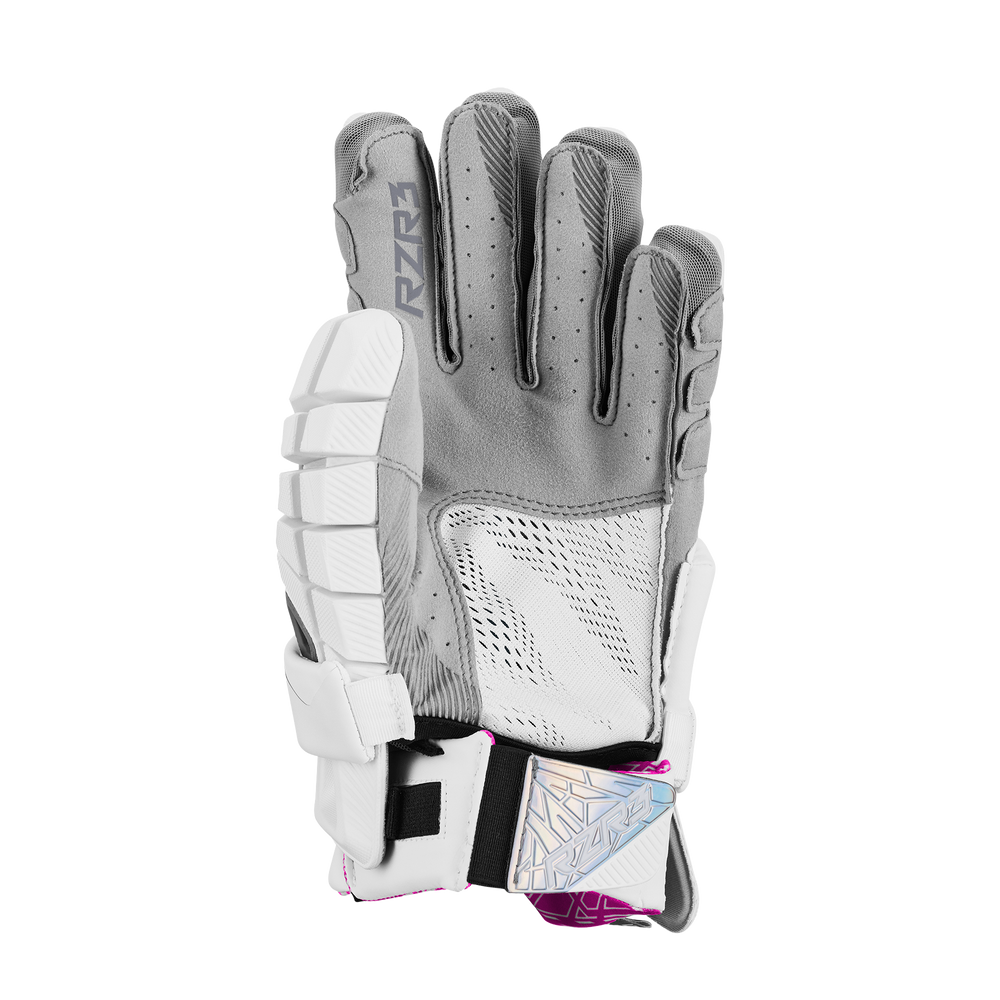 STX RZR 3 White/Pink Lacrosse Gloves 