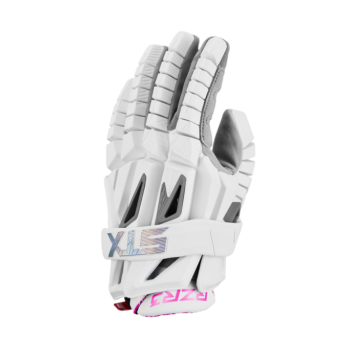 STX RZR 3 White/Pink Lacrosse Gloves 