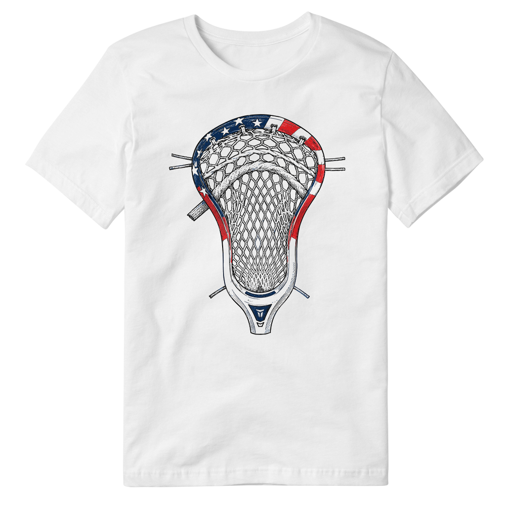 White USA Lax Head Tee