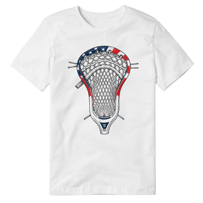 White USA Lax Head Tee