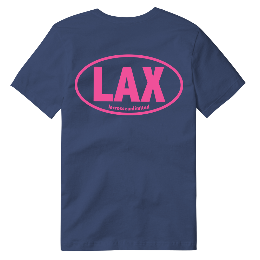 Bumper Sticker Lax Tee- Blue