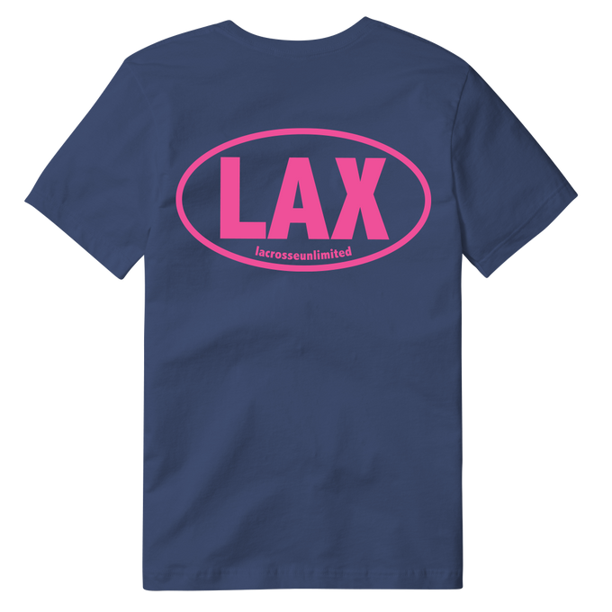 Bumper Sticker Lax Tee- Blue