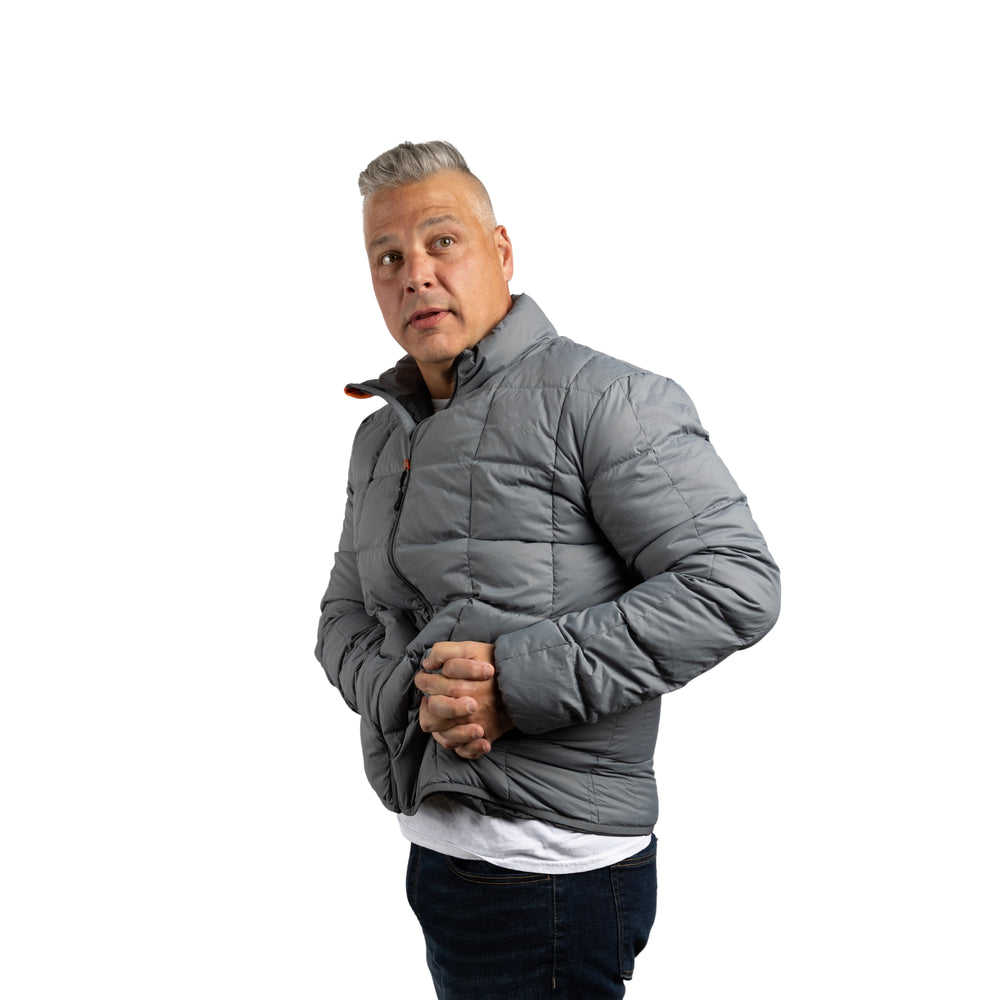 Constant Mountain Men's Infinity Pocket Down Puffer Jacket- Grey