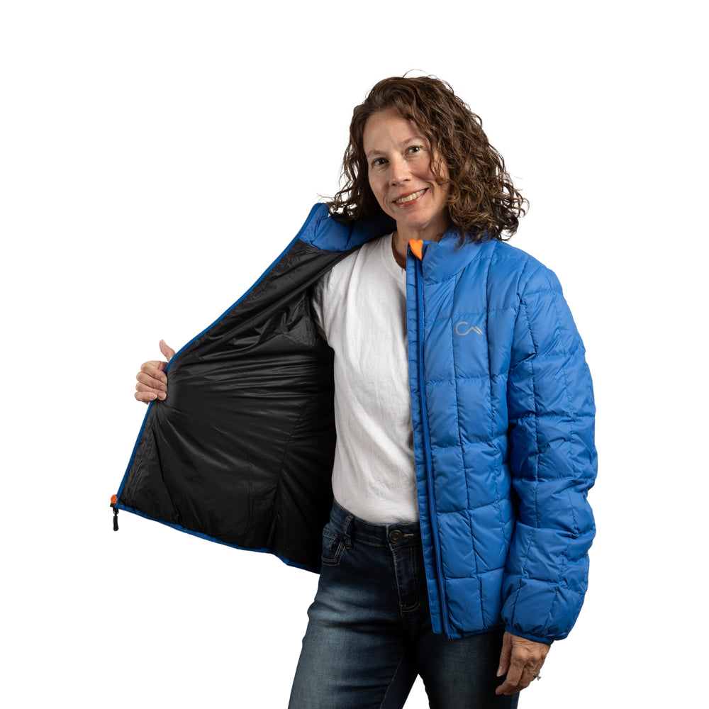 Constant Mountain Women's Infinity Pocket Down Puffer Jacket- Blue