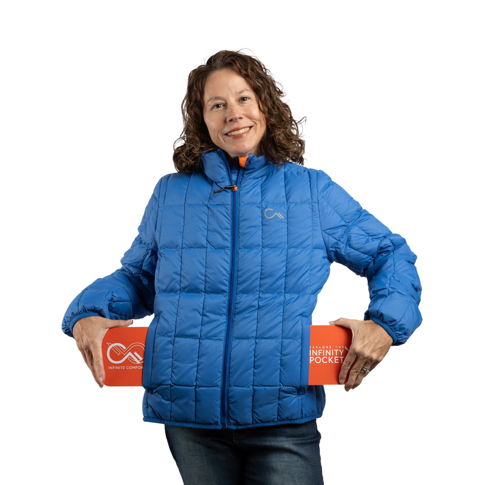 Constant Mountain Women's Infinity Pocket Down Puffer Jacket- Blue