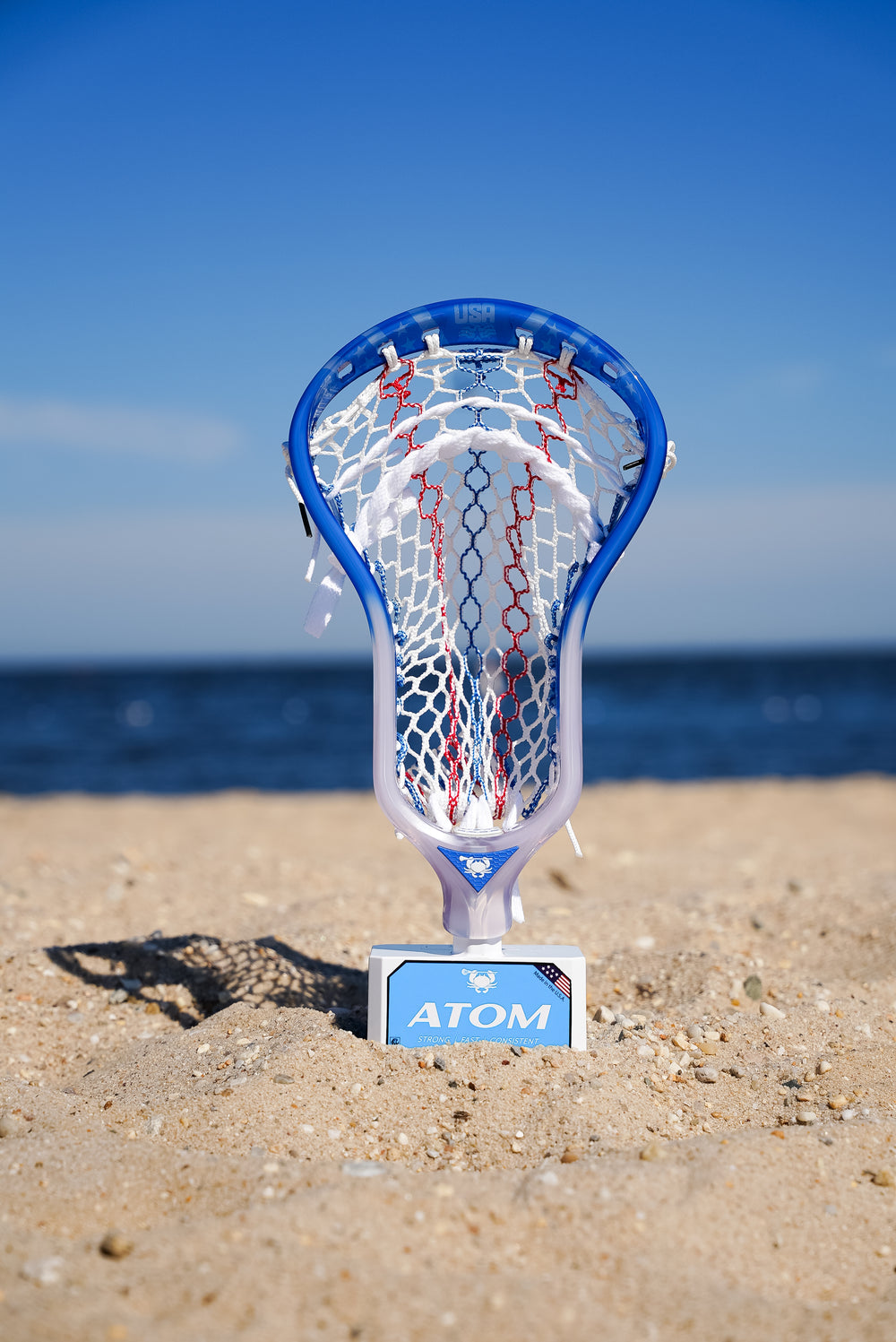 ECD Atom 4th Of July Custom Strung Dyed Men's Lacrosse Head