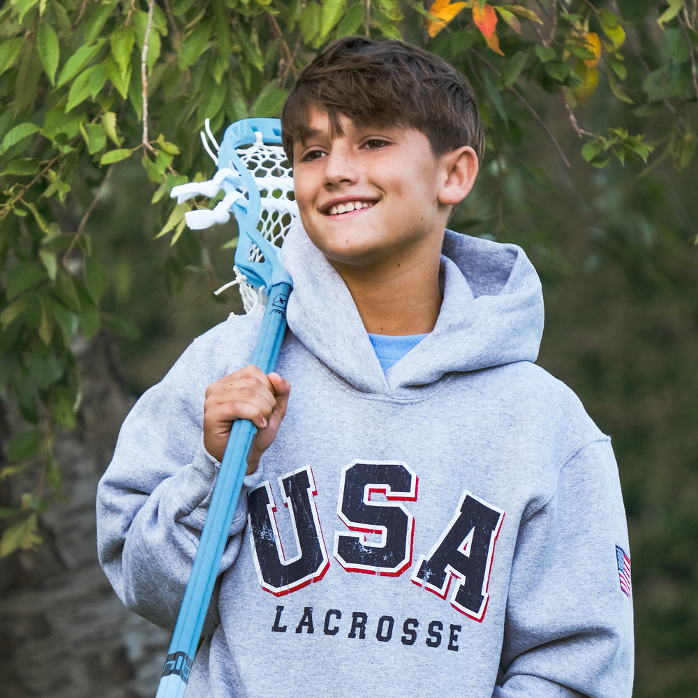 USA LU Adult Grey Lacrosse Hoodie