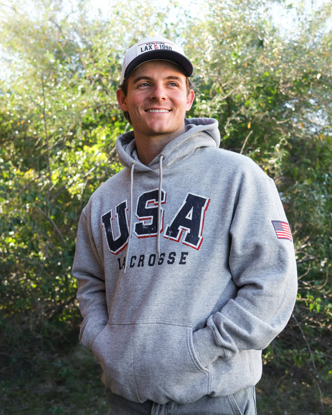 USA LU Grey Lacrosse Hoodie